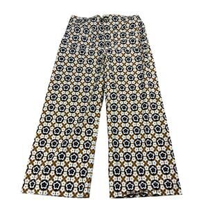 Anthropologie Brown and White Floral Wide Leg Pants